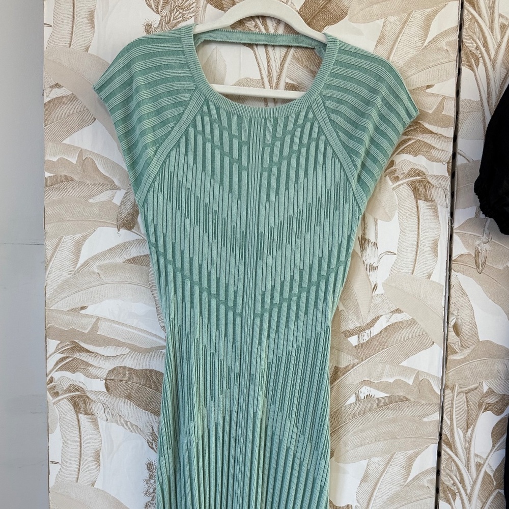 Sage Green Ribbed Knit Midi Dress – Open Back Cutout Bodycon Spring Dress - Picture 3 of 5